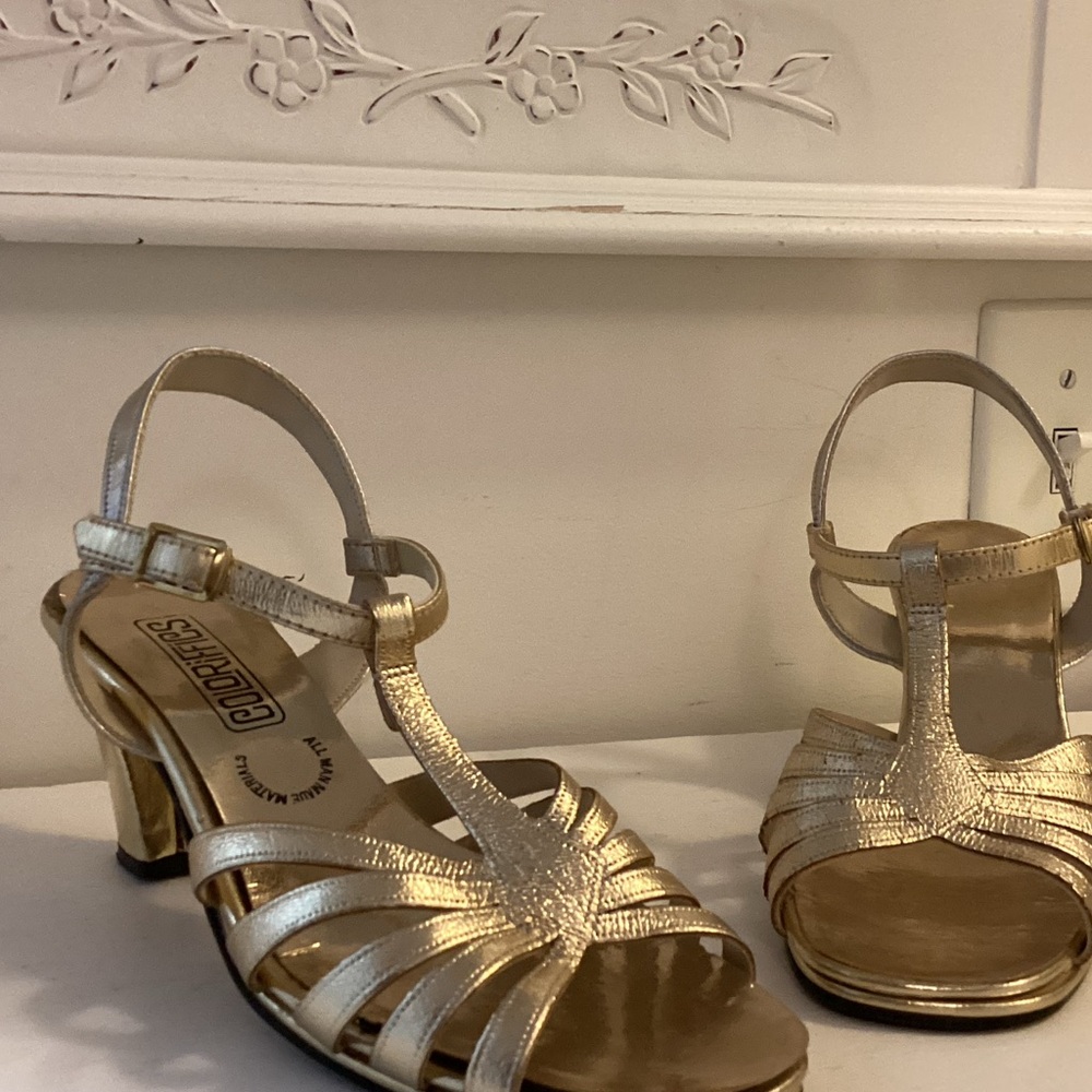Vintage Colorifics Gold Strappy Heels